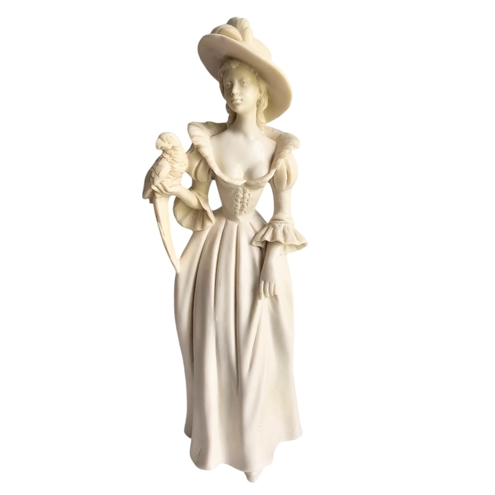 A. Santini Vintage Classic Woman with Parrot Sculpture Italy